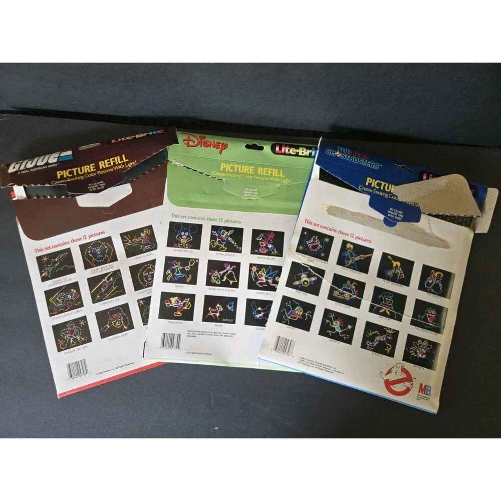 Vintage Lite-Brite Patterns Include Disney  GI Joe Ghost Busters And Blank Sheet